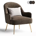 Dark Gray Fabric Accent Chair With Brown Cushion And Golden Metal Legs Modern Design