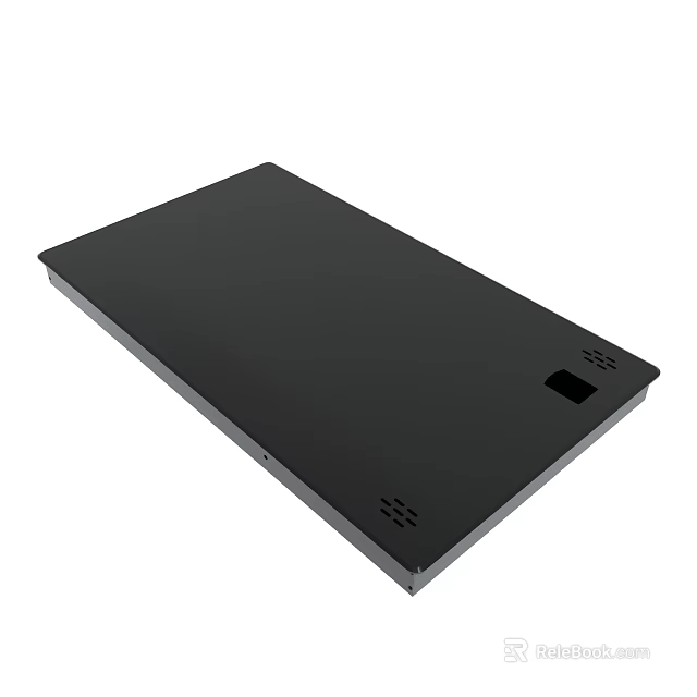 Black Flat Panel Electronic Device With Smooth Surface Ventilation Holes And Interface 3d model
