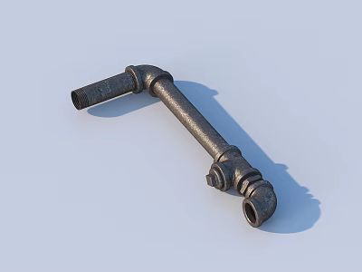 Heavy Duty Industrial Metal Pipe Elbow Fitting with Threaded Ends and Durable Design 3d model
