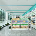 Modern Pharmacy Store Open Layout With Medicine Shelves And Products