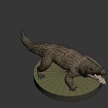 Game Movie Character Crocodile 3D Model With Green Base And Gray Background