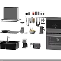 Comprehensive Kitchen Utensil Set With Oven Coffee Maker Sink Toaster And Cookware Tools 3d model