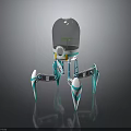 Futuristic Robot Design With Transparent Dome And Octopus like Blue And White Legs