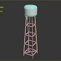 White Water Tower With Metal Frame Structure In Isolated Outdoor Setting 3d model
