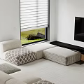 Modern Modular Combination Sofa Bean Curd Block Sofa Pedal Sofa Stool Glass Side 3d model