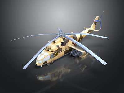 Aerospace Helicopter Model with Camouflage Design and Rotor Details 3d model
