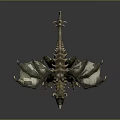 Fantasy Character And Mythical Dragon Creature With Detailed Wings Horns And Red Eyes
