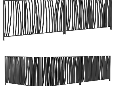 Modern Black Gate Featuring Vertical Striped Metal Design and Contemporary Style 3d model