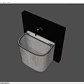 White Wall Mounted Washbasin With Black Backing And Chrome Faucet 3d model