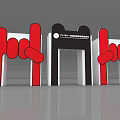 Modern Archway Design With Red Black White Accents And Sleek Architectural Structure