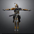 Clone Trooper With Orange White Armor And Blaster Arms Outstretched