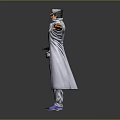 Male Character In Gray Coat Black Inner Garment With Hat And Mythical Beast Arms Outstretched