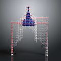 Construction Scaffolding Equipment Featuring Red White Metal Frame And Safety Support Structure