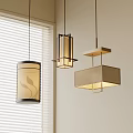 Modern Interior Pendant Lights With Window Blinds Linen Shades And Wooden Metal Frames
