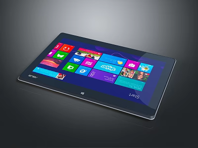 Lenovo Tablet With Colorful App Icons On Modern Touch Screen 3d model