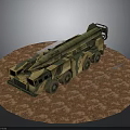 Military Camouflage Missile Launcher Vehicle Displayed On Circular Brown Ground Surface