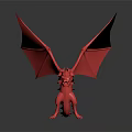 3D Fantasy Dragon Model With Spread Wings Detailed Wing Texture And Standing Pose