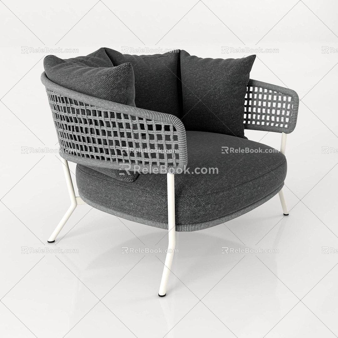 Simple Outdoor dark gray Single Sofa Leisure Chair 3d model