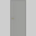 Modern Gray Hinged Door With Vertical Stripes And Gold Handle Design
