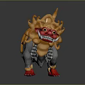 Game and Movie Character With Golden Ornaments Red Face Open Mouth Long Tail