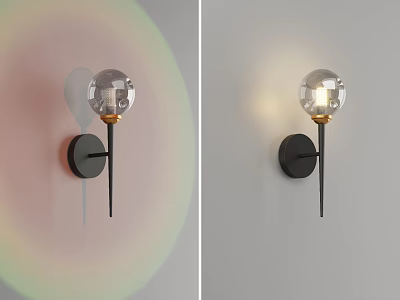 Modern Wall Light With Transparent Spherical Shade Black Base Gold Accent And Soft Lighting Effect 3d model