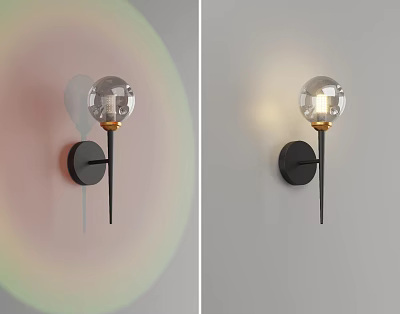 Modern Wall Light With Transparent Spherical Shade Black Base Gold Accent And Soft Lighting Effect 3d model