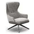 Modern Single Sofa Chairs Upholstered Fabric Gray Navy Blue Swivel Base Armrest Design