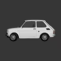 White Retro Compact Car With Black Windows Silver Wheels And Reflective Surface 3d model