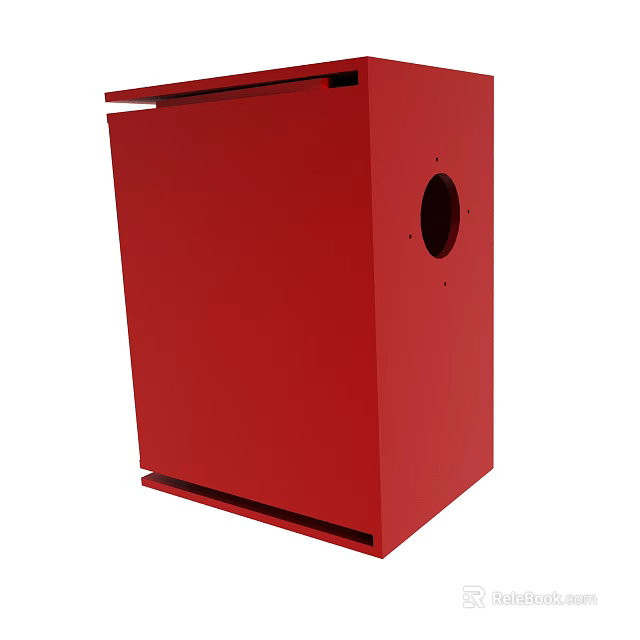 Red Rectangular Box With Circular Hole And Smooth Red Surface Design 3d model 