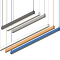 Modern Linear Chandelier with Black White Gray Orange Blue Tones for Interior Design