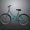 Light Blue Bicycle Featuring Black Seat Handlebars and Gray Wheels 3d model