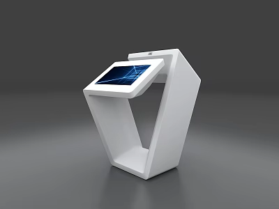 Public Interactive Information Kiosk With White Modern Design And Touch Screen 3d model