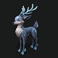 Cute Blue Cartoon Deer With Frosty Antlers And Spotted Body Design