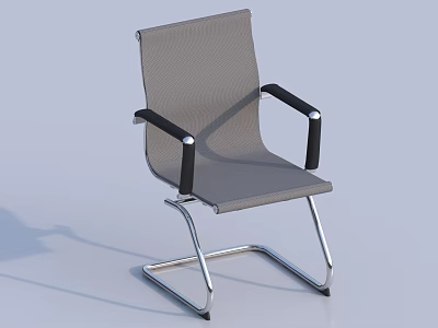 Modern Office Chair With Gray Mesh Back Black Armrests And Silver Metal Frame 3d model