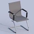 Modern Office Chair With Gray Mesh Back Black Armrests And Silver Metal Frame