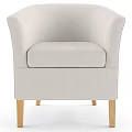 Light Beige Fabric Single Sofa With Wooden Legs And Comfortable Design 3d model