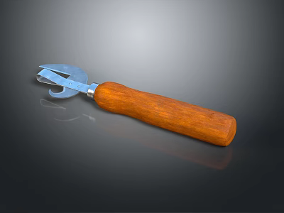 Durable Bottle Opener Tool With Stainless Steel Head And Wooden Handle Grip 3d model