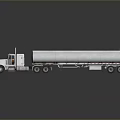 Silver Tanker Truck With Long Cylindrical Tank And Multiple Wheels Modern Design On Reflective Surface