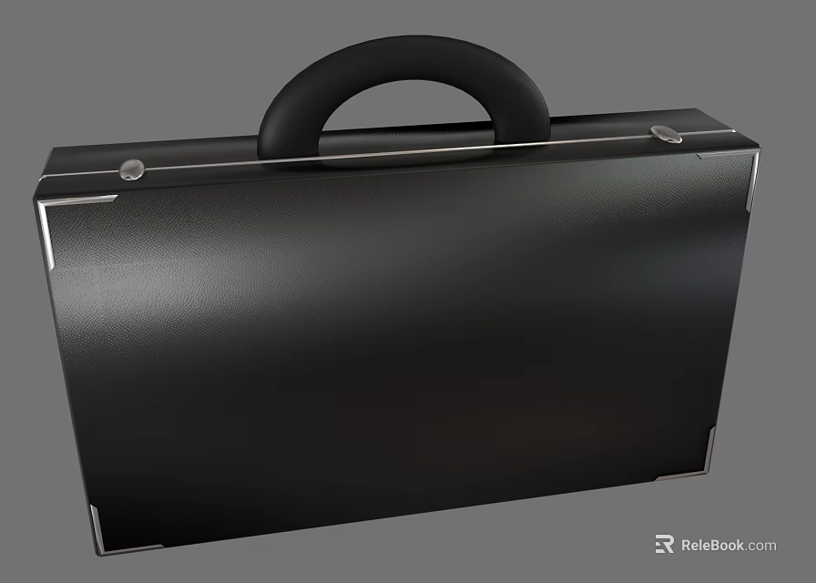 Black Briefcase with Ergonomic Handle and Metal Clasps Sleek Smooth Surface Design 3d model 