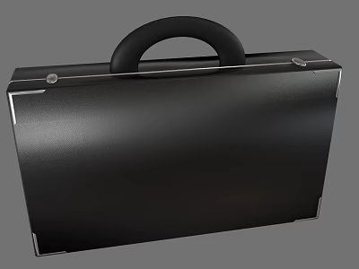 Black Briefcase with Ergonomic Handle and Metal Clasps Sleek Smooth Surface Design 3d model