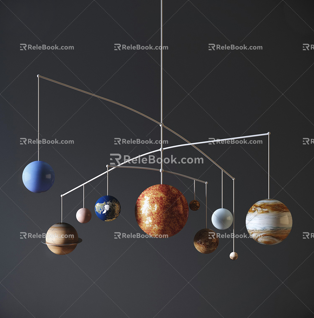 Modern Chandelier Children's Solar System Planet Toy Chandelier 3d model