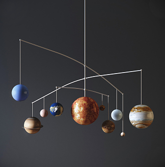 Modern Chandelier Children's Solar System Planet Toy Chandelier 3d model