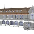 Classic European style Architecture With Gabled Roof Arched Windows And Decorative Facade