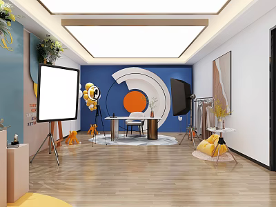 Modern Public Office Space Design With Open Layout Furniture Decorative Plants And Lighting 3d model