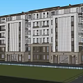 Modern Multi story Residential Building Exterior With Symmetric Facade Lawn And Water Reflection