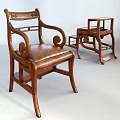Classic Wooden Leisure Chair With Curved Armrests And Matching Leather Footstool