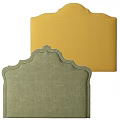 Modern Elegant Bedroom Accent Wall With Yellow Fabric And Green Textured Scalloped Edge