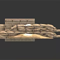 Modern Outdoor Construction Site With Sandbags Wooden Planks And Canvas Sheet