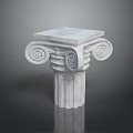 Classical Stone Column Capital With Fluted Shaft And Scroll Decorations 3d model
