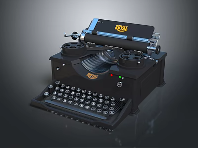 Black Vintage Office Typewriter with Classic Keyboard and RTW Logo as Essential Office Appliance 3d model